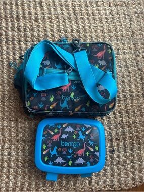 Bentgo Kids Blue Dinosaur Lunchbox and Snack Container Set